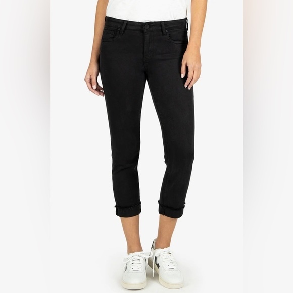 KUT from the Kloth Amy Mid Rise Crop Straight Leg Black Size 4 - Picture 8 of 10